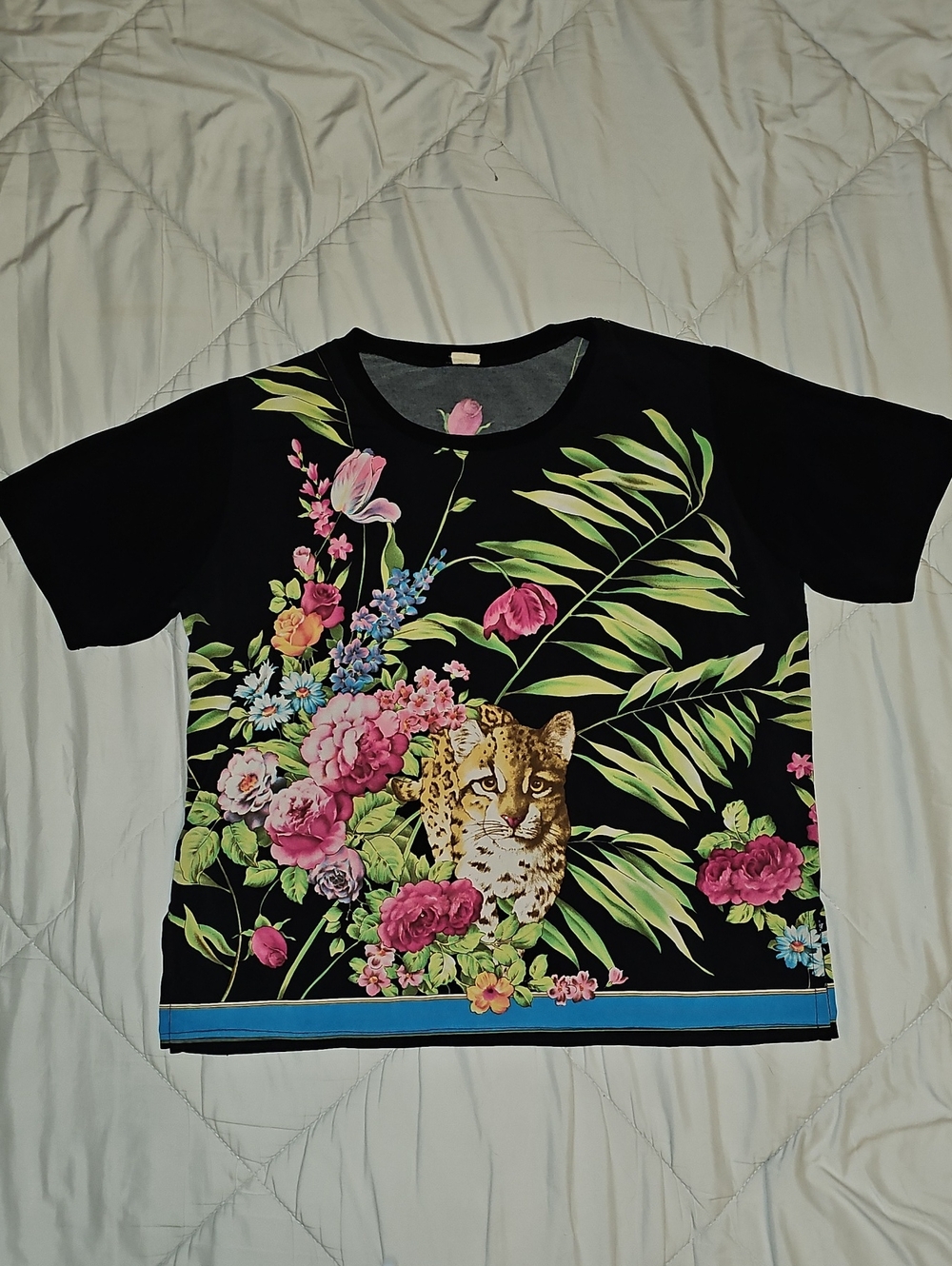 Pullover Top Floral Leopard Cat Double Sided Print